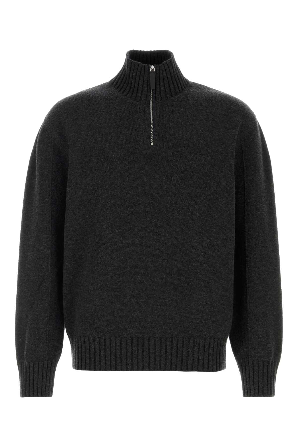 Salvatore Ferragamo Men's Slate Cashmere Blend Sweater quarter zip