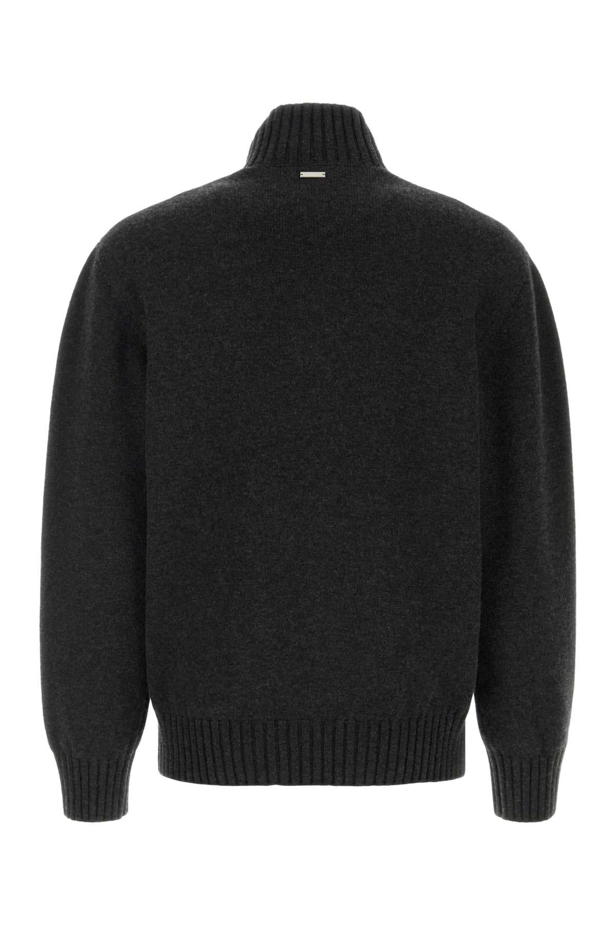 Salvatore Ferragamo Men's Slate Cashmere Blend Sweater quarter zip