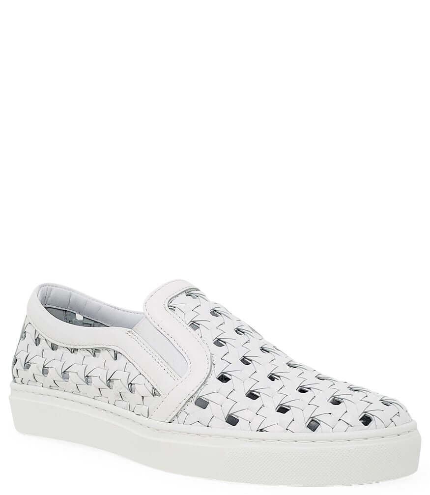 White soft  Leather Woven Sneakers Madison Maison Summer Italy Shoes