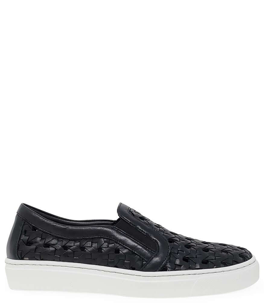 Black Leather Woven Sneaker Madison Maison Shoes