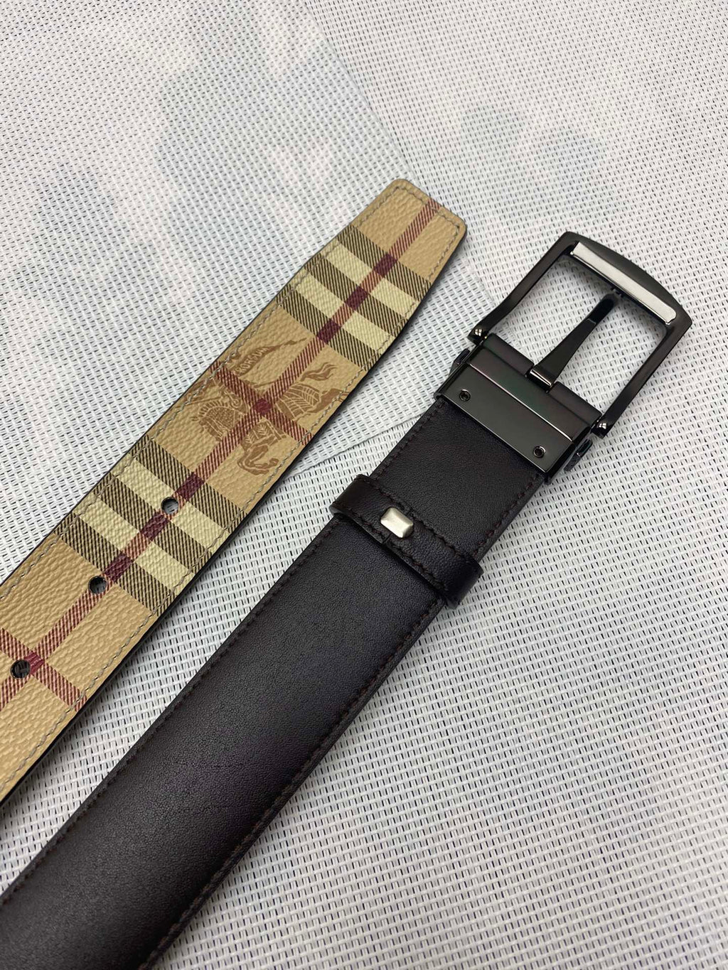 Burberry Men's Belt plaid tan