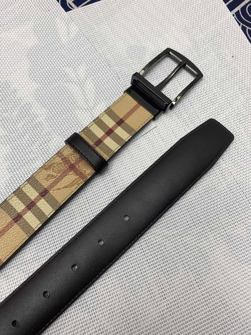 Burberry Men's Belt plaid tan