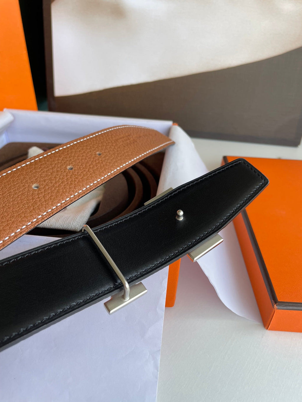Hermes Men's Belt  Brown leather