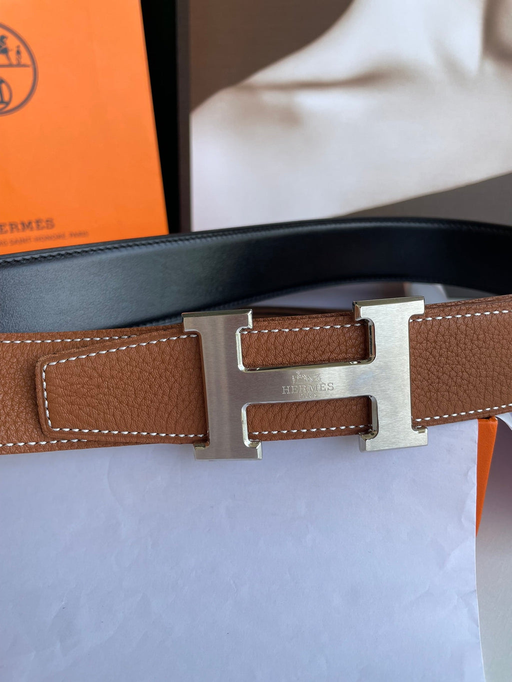 Hermes Men's Belt  Brown leather