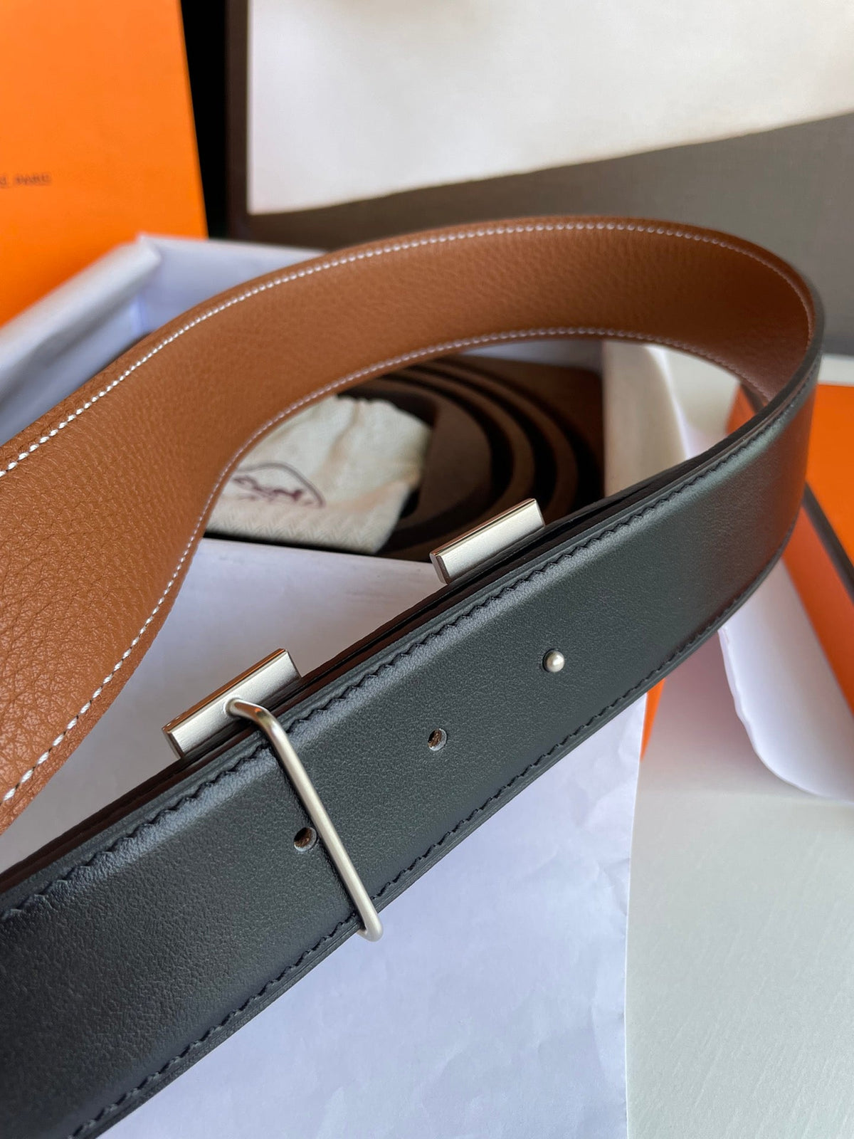Hermes Men's Belt  Brown leather