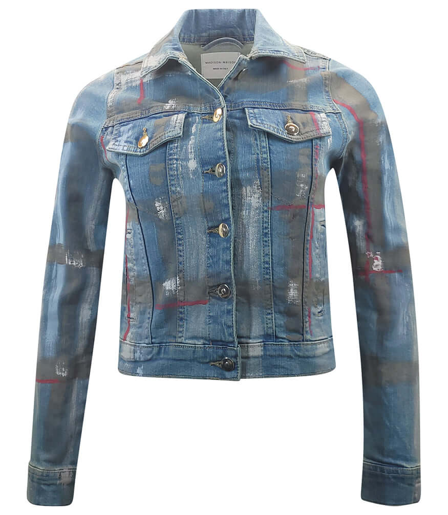 Light Blue / Brown Cotton Barbara Slim Jean Jacket Madison Maison denim Italy