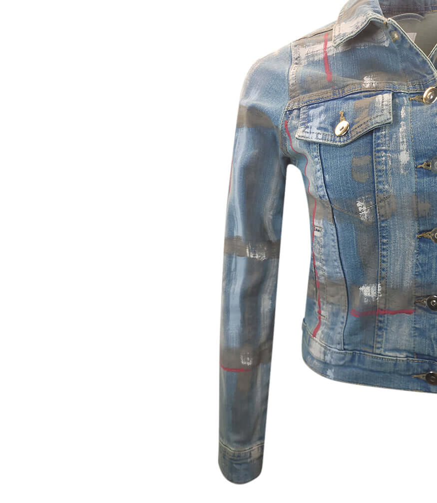 Light Blue / Brown Cotton Barbara Slim Jean Jacket Madison Maison denim Italy