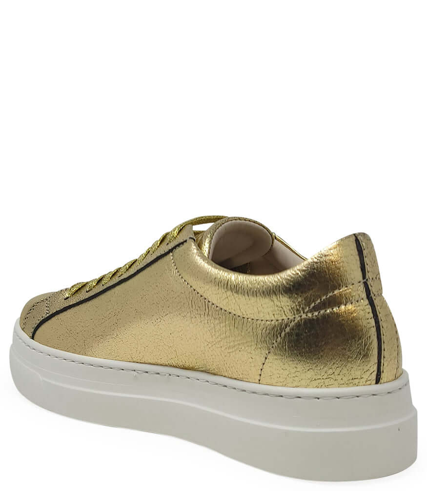 Moma X Madison Maison™ Gold Leather Platform Sneaker Italy Beverly Hills metallic