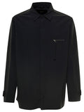 Fendi Men's Navy Jacket With Patch Zipped Pocket & Logo In Nylon Coat