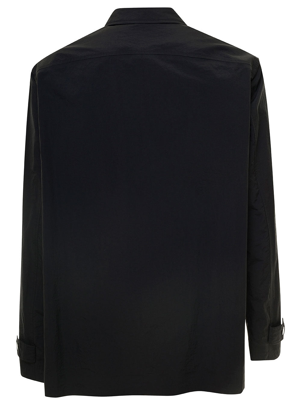 Fendi Men's Navy Jacket With Patch Zipped Pocket & Logo In Nylon Coat