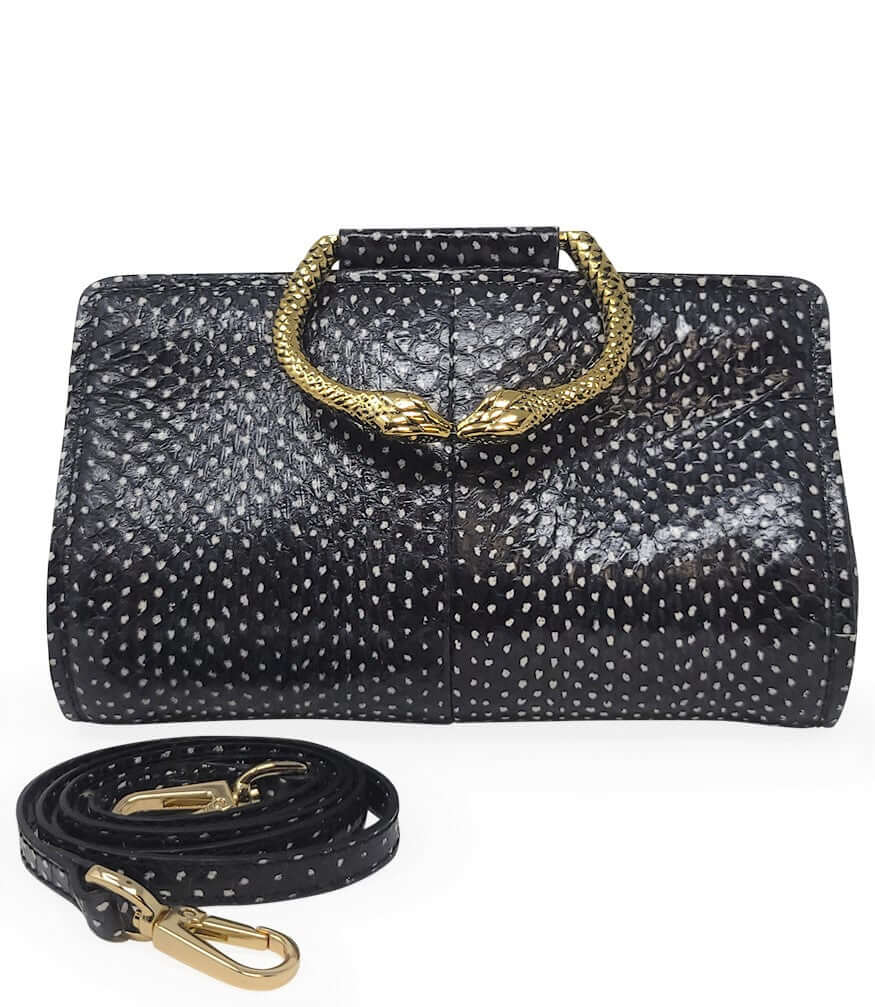 Watersnake Mini Clutch W/ Snake Handle leather black Madison Maison