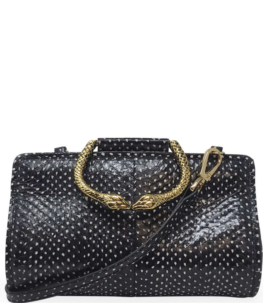 Watersnake Mini Clutch W/ Snake Handle leather black Madison Maison