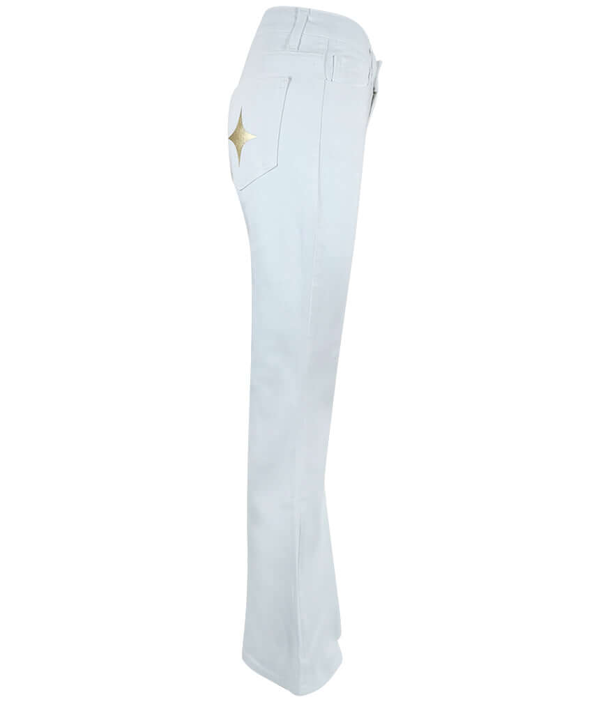 Designing Hollywood  X Madison Maison™ White Denim Jeans glitter sparkle Italy