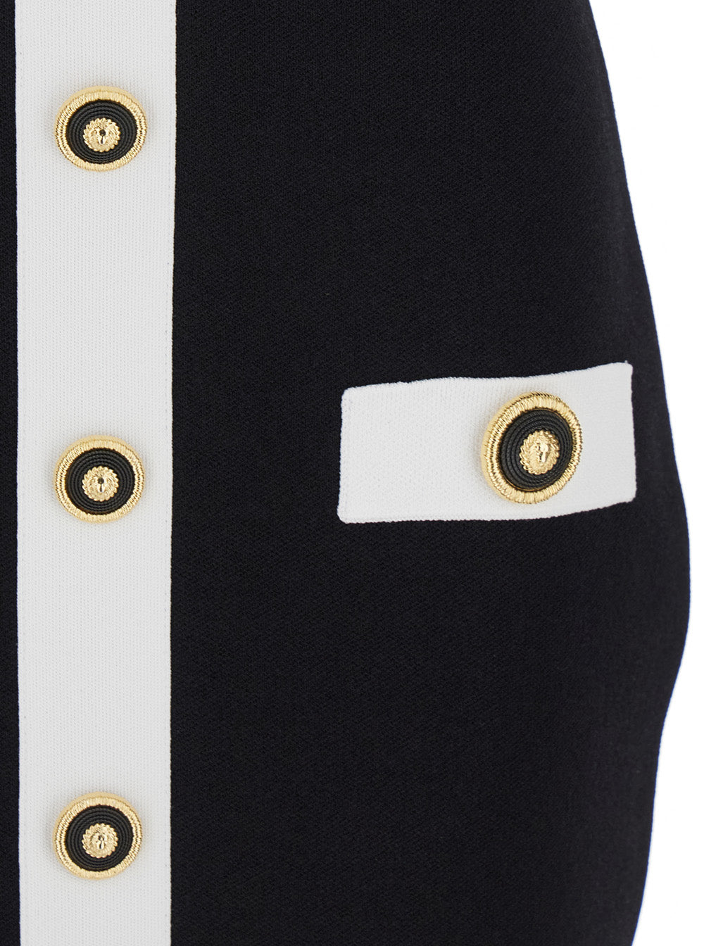 Balmain ladies Black Dress Square Neckline Decorative Buttons black white