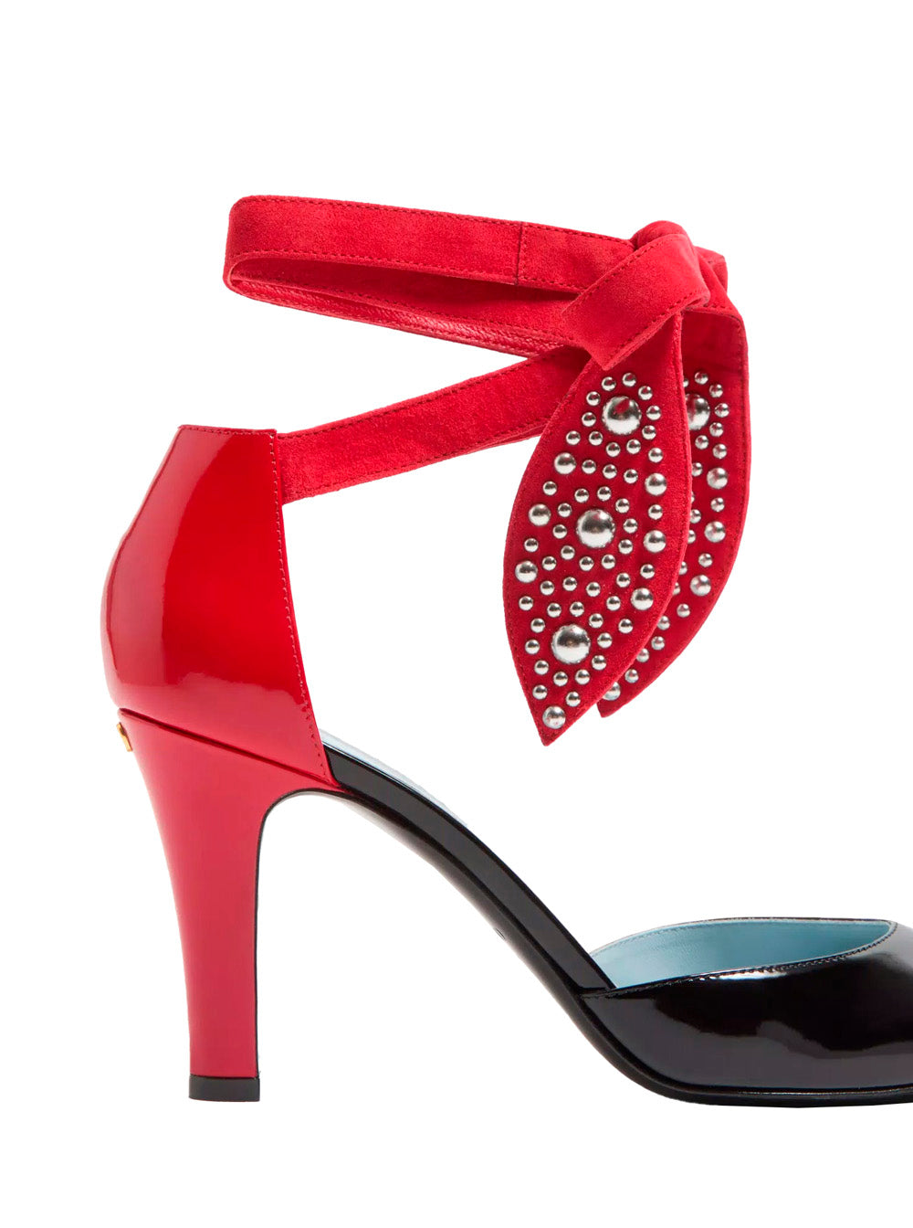 Valentino Garavani ladies 'Foliefoliage' Black Red Pumps Bead Embellishment Color-Block Design In Leather Woman