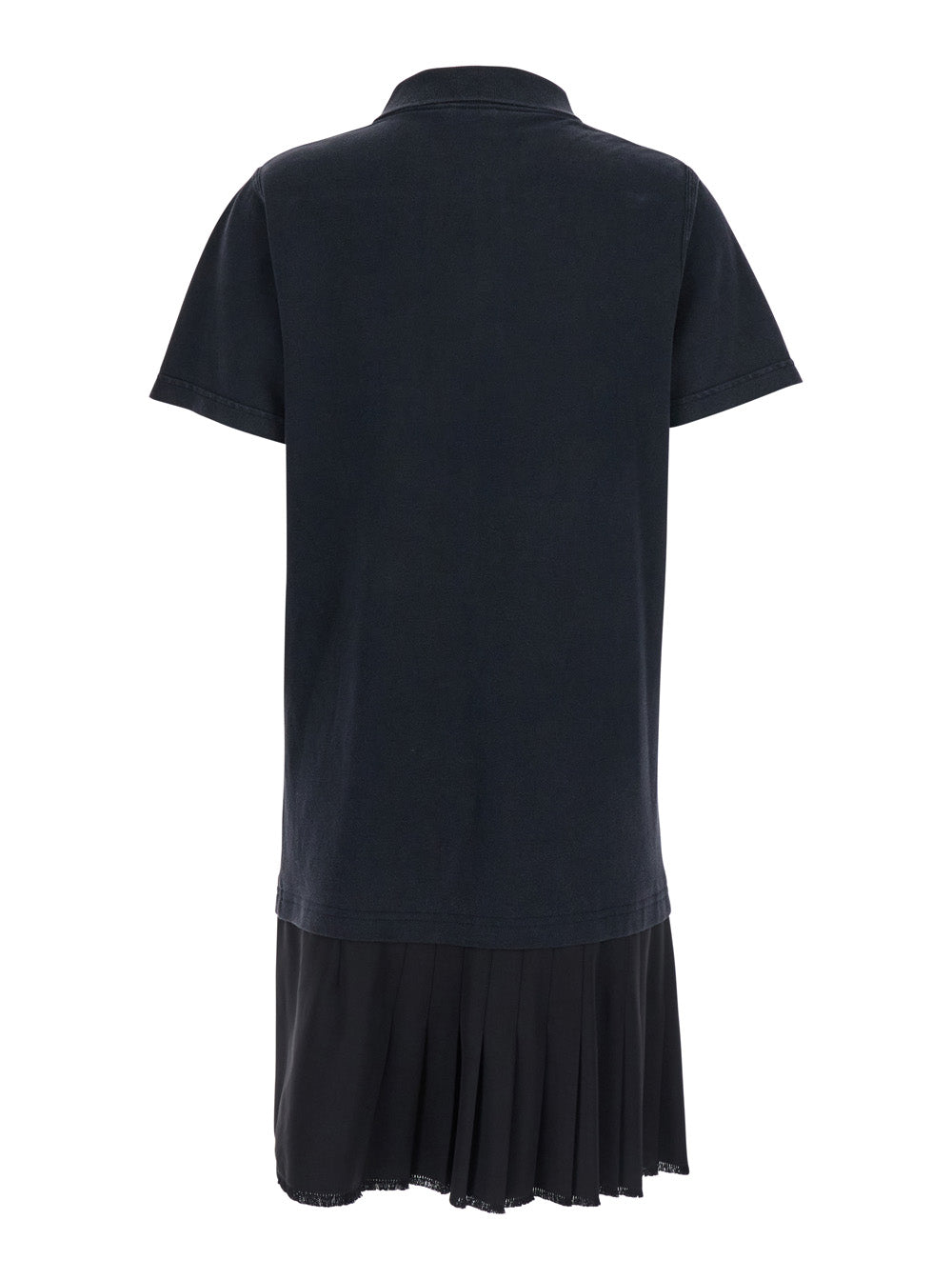 Balenciaga ladies Black Layered Dress With Polo Shirt Style Collar And Safety Pin Detail