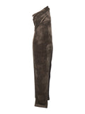 Rick Owens ladies 'Athena Arrowhead' Brown Asymmetric Long Dress With Ruched Neckline And Side Single Slit