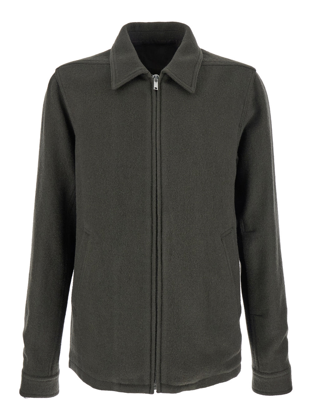 Rick Owens Men's 'Brad' Green Jacket With Classic Collar In Wool