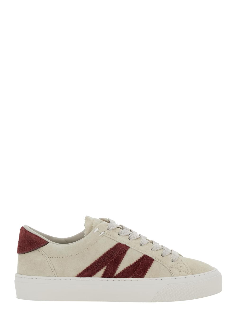 Moncler ladies White Low Top Sneakers Logo Patch Leather  shoes