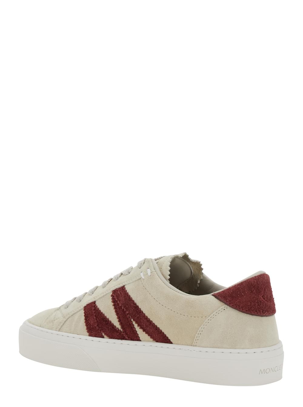 Moncler ladies White Low Top Sneakers Logo Patch Leather  shoes