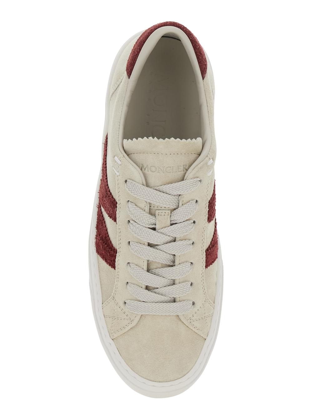 Moncler ladies White Low Top Sneakers Logo Patch Leather  shoes