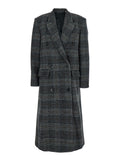 Isabel Marant Etoile 'Lexana' Grey Double-Breasted Coat With Peak Revers And All-Over plaid Motif In Wool Ladies