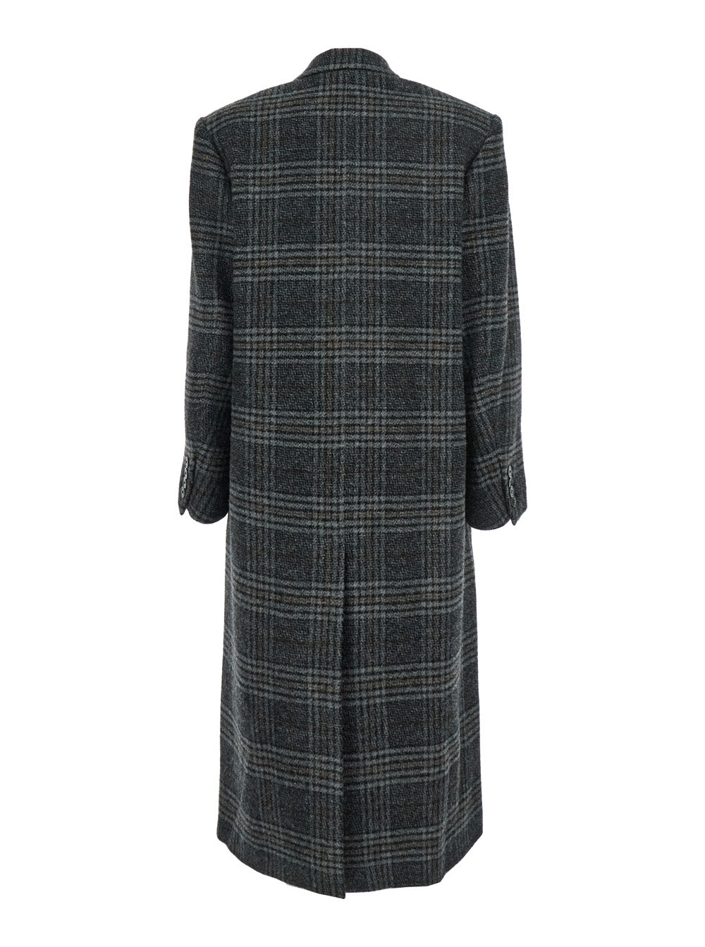 Isabel Marant Etoile 'Lexana' Grey Double-Breasted Coat With Peak Revers And All-Over plaid Motif In Wool Ladies