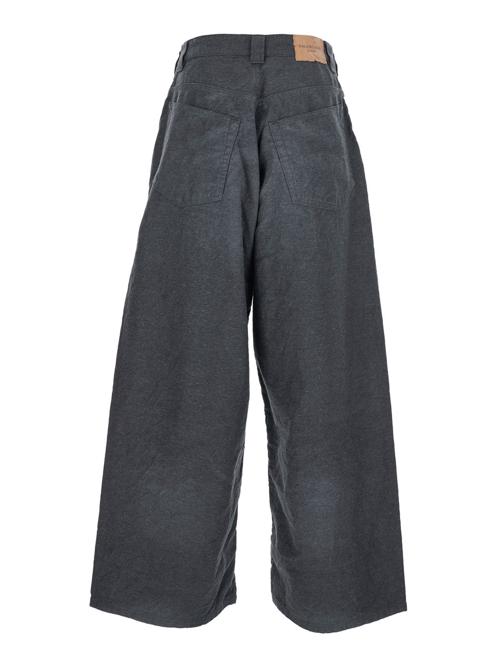 Balenciaga Men's S Grey Oversize Pants With Logo Detail On Front And Logo Patch On back