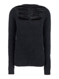 Rick Owens Ladies Black Sweater With Distressed Effect And Cut-Out Details On Front Alpaca Blend
