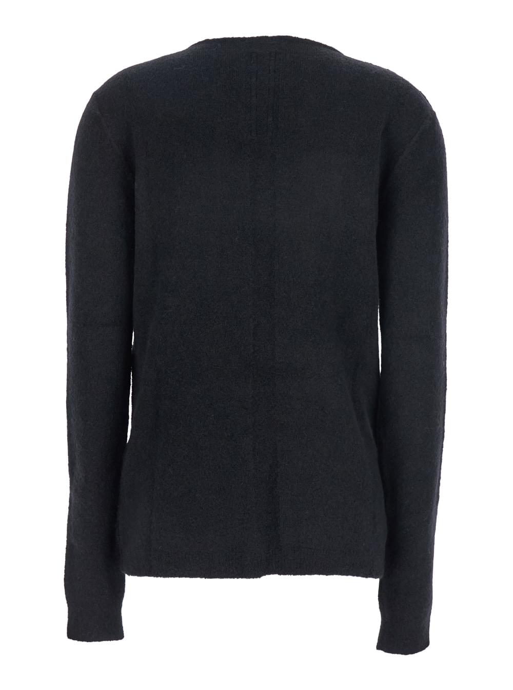 Rick Owens Ladies Black Sweater With Distressed Effect And Cut-Out Details On Front Alpaca Blend