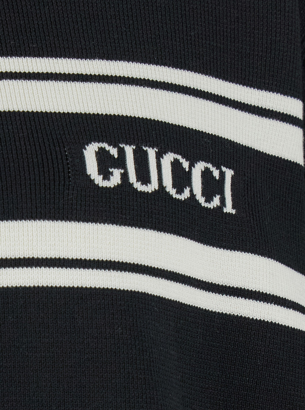 Gucci Men's Black Sweater With Logo Lettering On The Front Wool