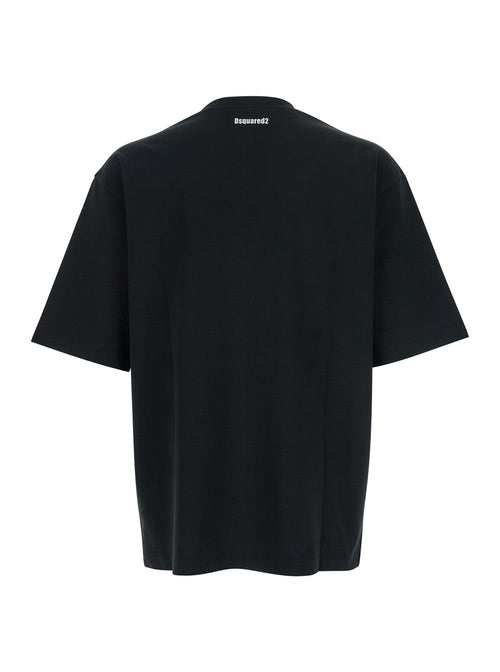 Dsquared2 Men's Black T-Shirt With Logo On The Front Cotton tee