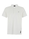 Fendi Men's White Polo Classic Collar Metal FF logo Plate On Front Shirt