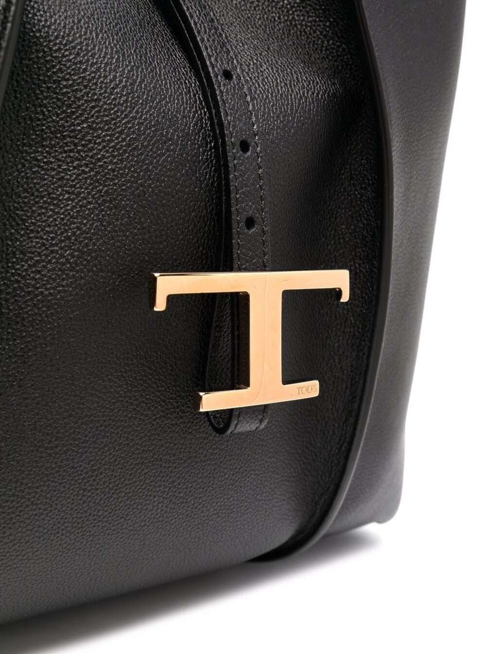 Tod's Tote Bag With T Timeless Pendant In Black Leather ladies handbag