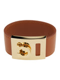 Ferragamo ladies Bracelet 'Hug' With Gancini Detail In Smooth Brown Leather