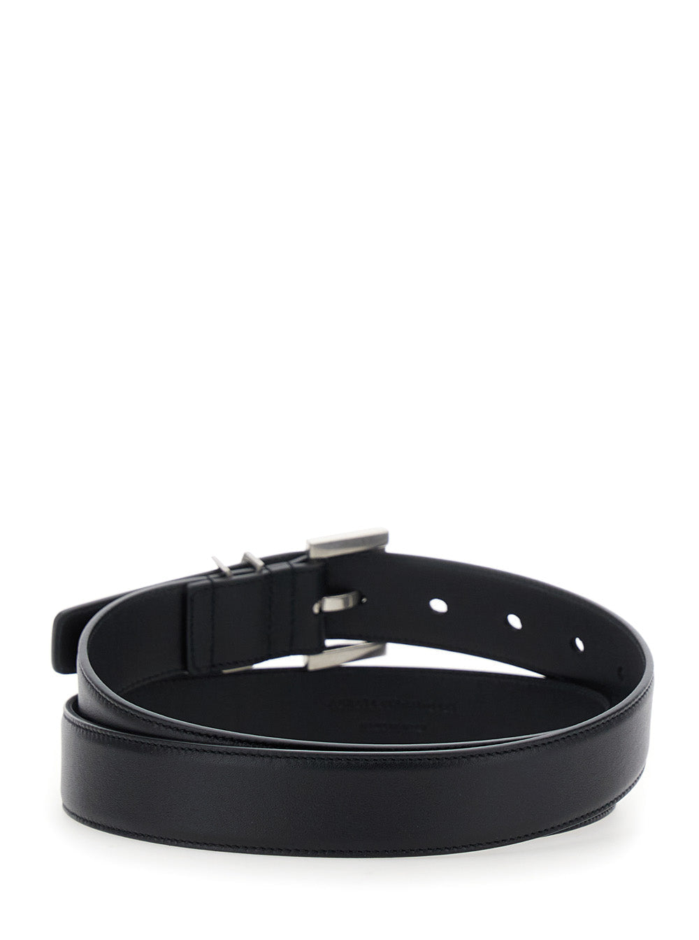 Yves Saint Laurent Belt Ladies Cassandre Plate YSL Black Leather