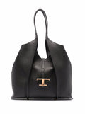 Tod's Tote Bag With T Timeless Pendant In Black Leather ladies handbag