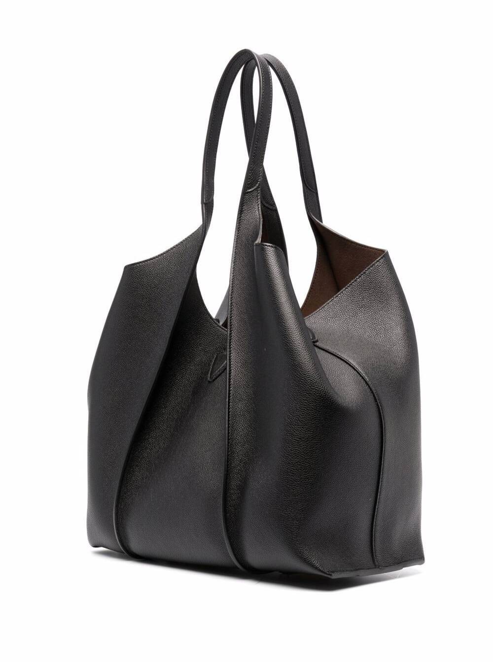 Tod's Tote Bag With T Timeless Pendant In Black Leather ladies handbag
