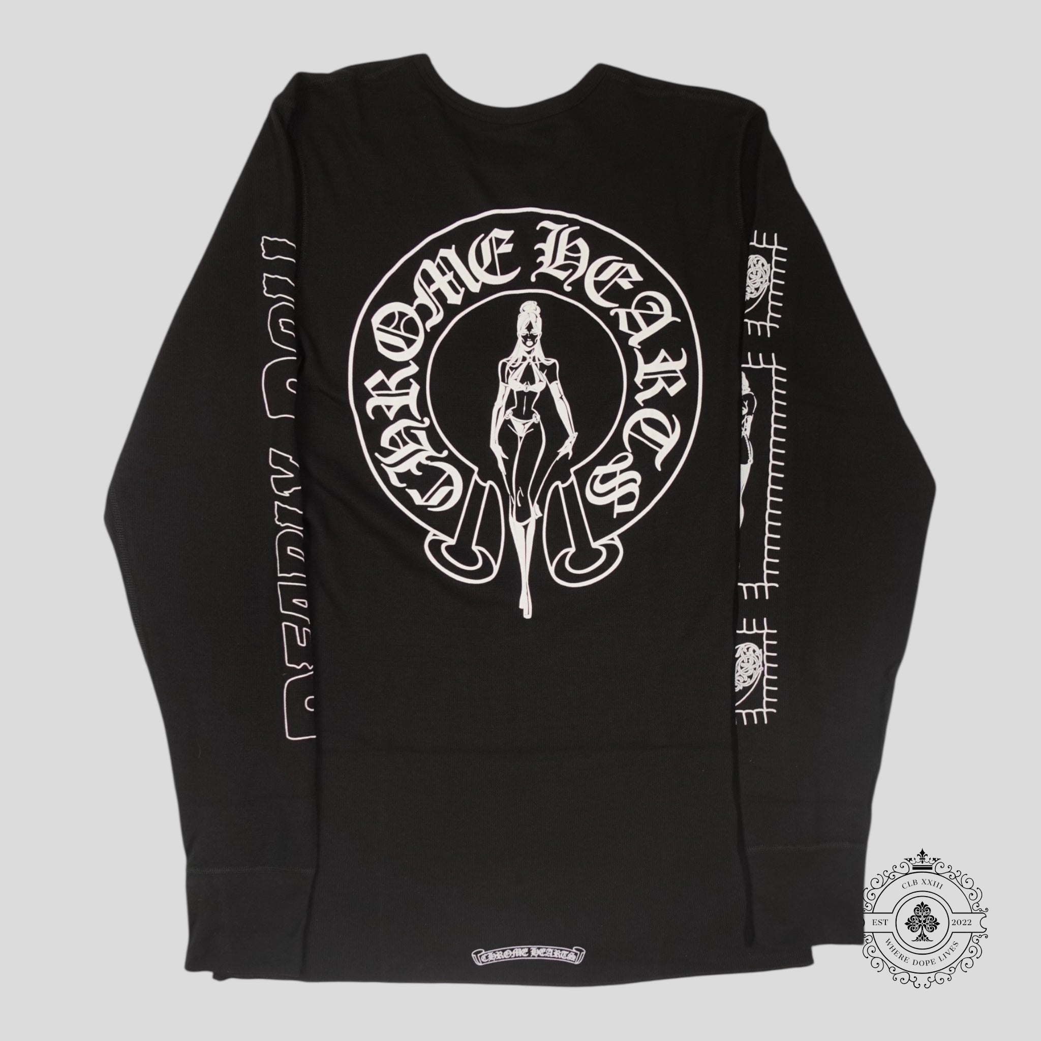 Chrome Hearts Deadly Doll Thermal Shirt in Black men's unisex long sleeve