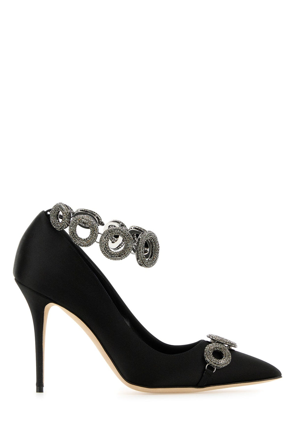 Manolo Blahnik ladies Balvisa Tores Tr Violanta 090 heels shoes with silver ankle wrap bling