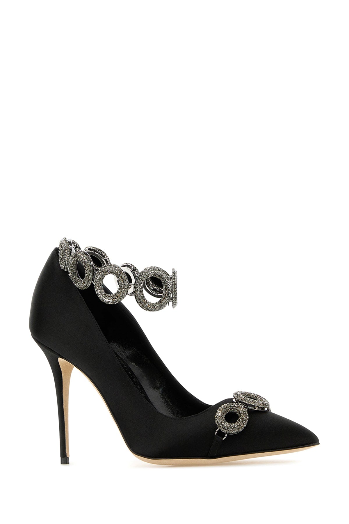 Manolo Blahnik ladies Balvisa Tores Tr Violanta 090 heels shoes with silver ankle wrap bling