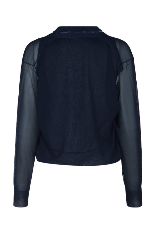 Alaia Paris ladies Folded Cardigan semi sheer top black shirt dressy