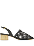 Ferragamo ladies Kay 40 Mesh And Leather Slingback heels low shoes
