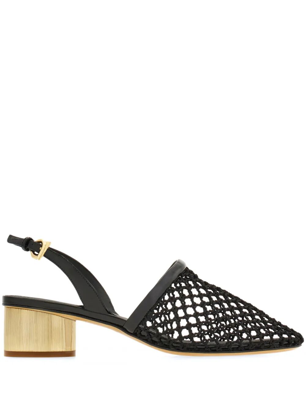 Ferragamo ladies Kay 40 Mesh And Leather Slingback heels low shoes