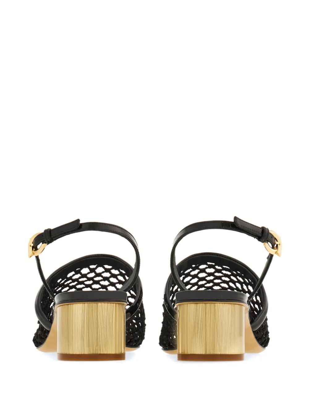 Ferragamo ladies Kay 40 Mesh And Leather Slingback heels low shoes