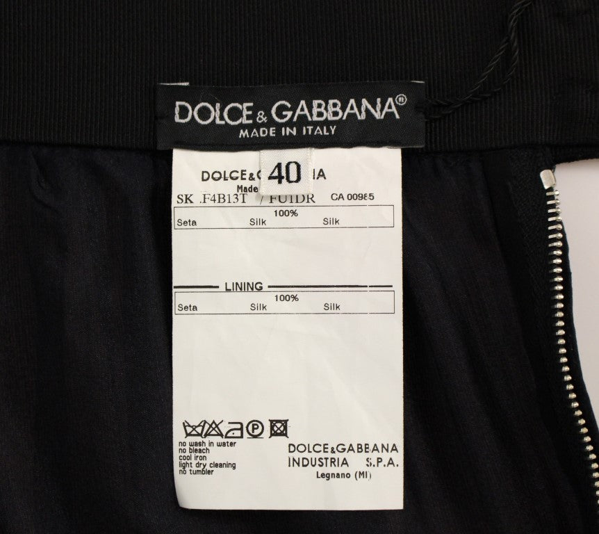 Dolce & Gabbana Black Silk formal cocktail evening Skirt