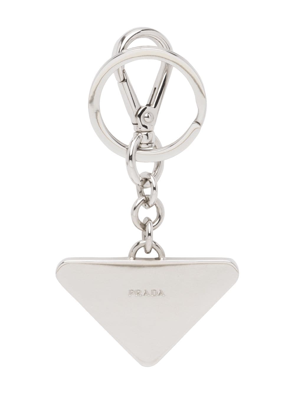 Prada Men's Saffiano Leather And Metal Keychain black silver