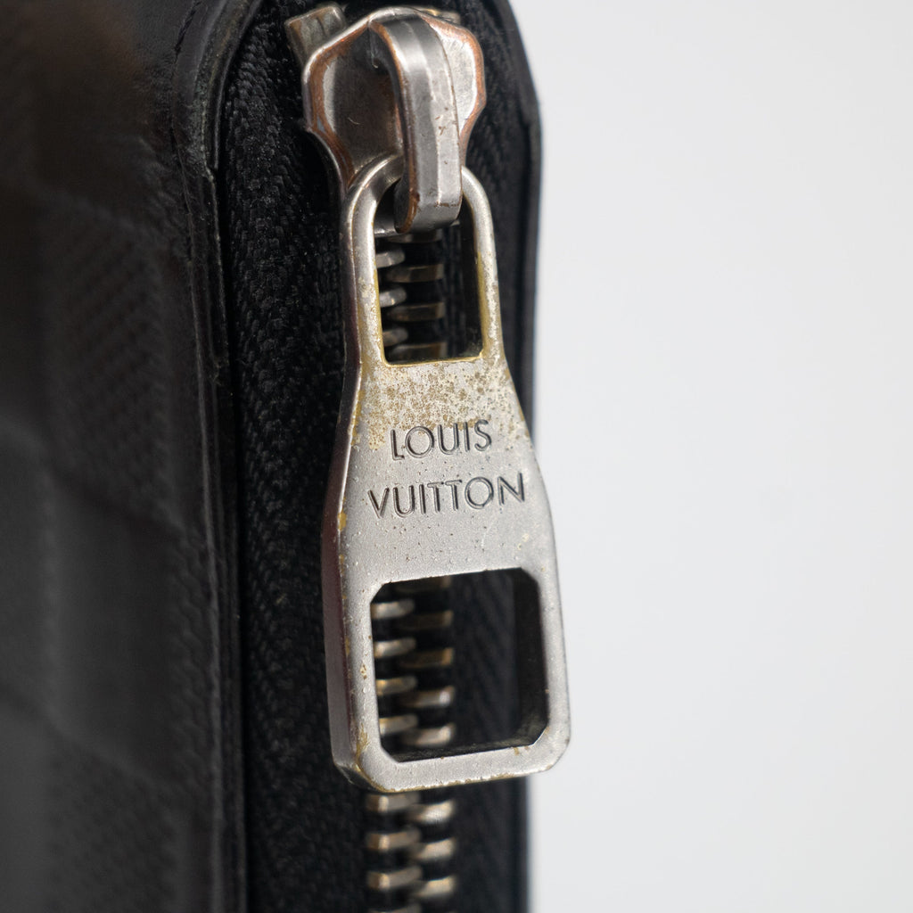 Louis Vuitton Black Damier Infini Vertical Zippy Wallet #2267 LV