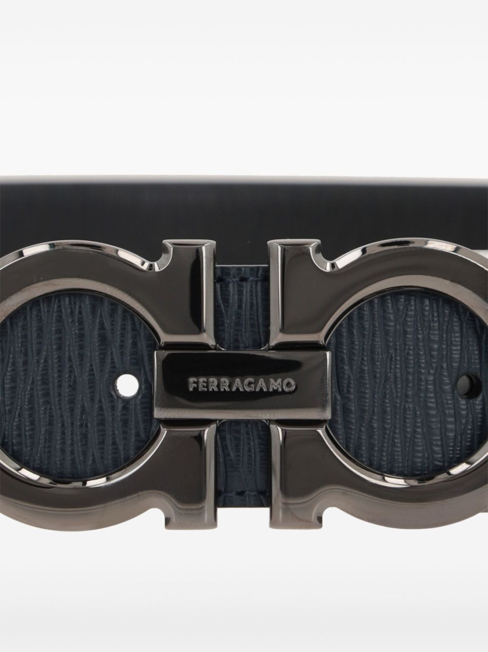 Ferragamo Men's Semi-Matte Grained Leather Reversible Gancini Belt black