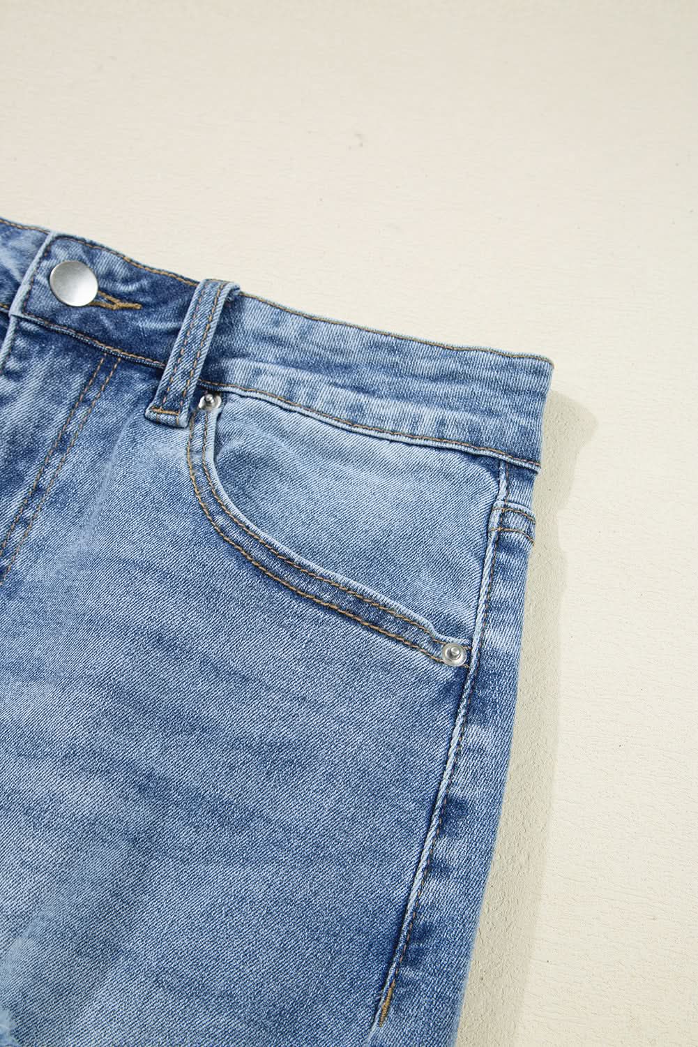 Myosotis Distressed Raw Hem Denim Midi Skirt Irregular Look Boutique